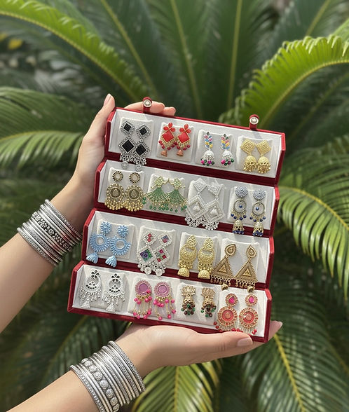 16 PC OXIDISED JHUMKAS + BLACK BOX